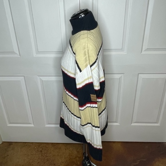 South Pole L Vintage Y2K color block stripe mock turtleneck mens chunky‎ sweater - Picture 8 of 9
